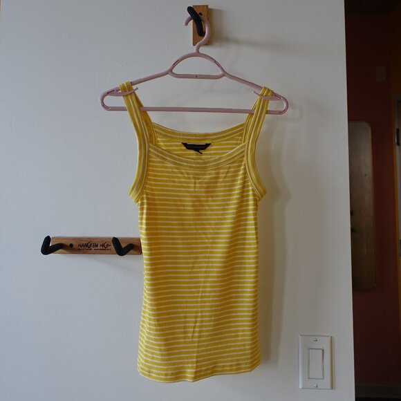 BR Banana Republic "the 90s tank" yellow stripe ribbed tank top S SM Small - Picture 2 of 11